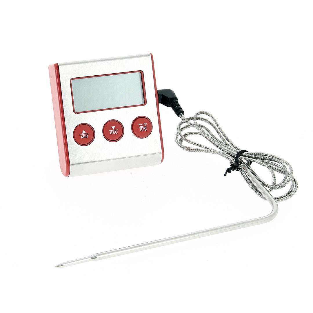 Digital thermometer Timer 25°C/+250 °C, stainless steel, electronic