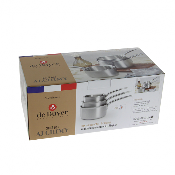 Stainless steel saucepan Set of 3 ALCHIMY Ø16-18-20cm