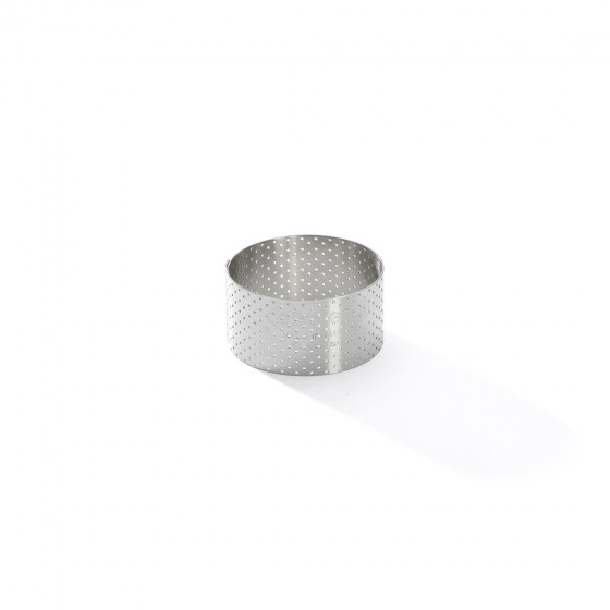 Round tart ring Ht 3,5 cm VALRHONA, perforated stainless steel