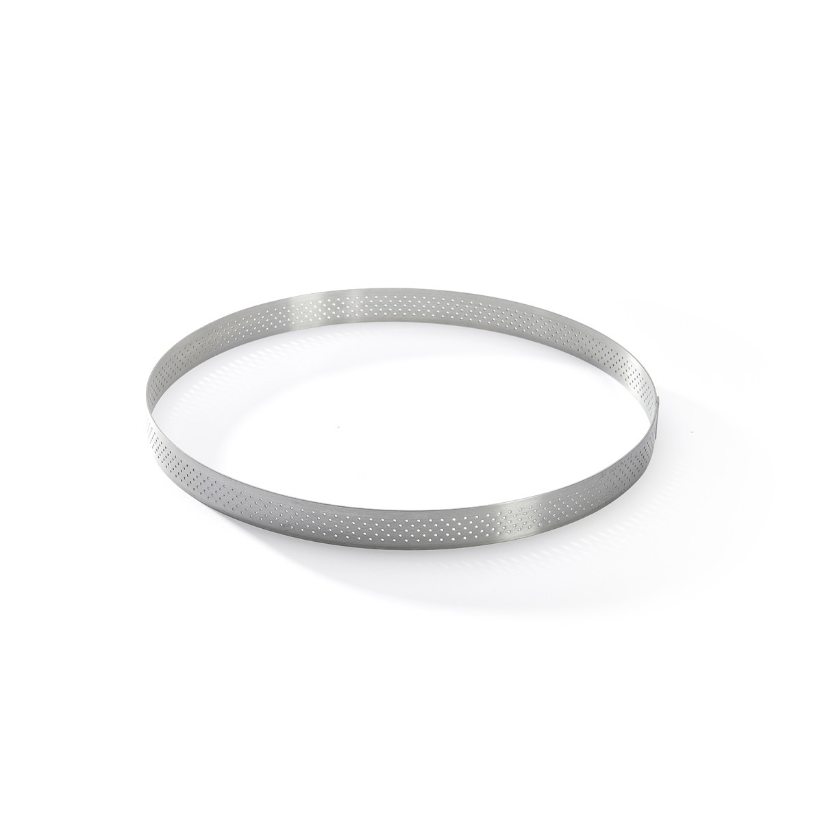 Round tart ring Ht 2 cm VALRHONA, perforated stainless steel, stainless ...