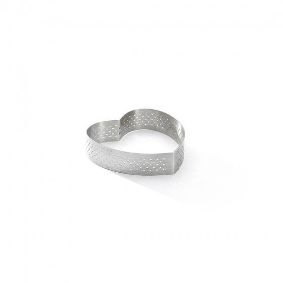 Heart tart ring Ht 2 cm VALRHONA, perforated stainless steel
