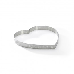 Heart tart ring Ht 2 cm VALRHONA, perforated stainless steel