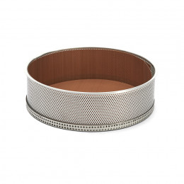 Perforated stainless steel dismontable round mould Ø20cm + 2 nonstick baking sheets