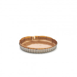 Perforated stainless steel round fluted tart mould Ø24cm + 2 non-stick baking sheets