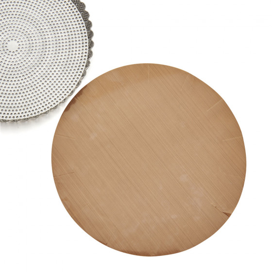 Moule à tarte inox perforé Ø24cm + 2 feuilles de cuisson antiadhésive