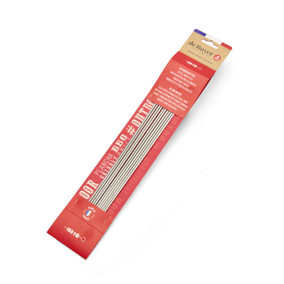 Satz von 10 Grillspießen Edelstahl 35cm