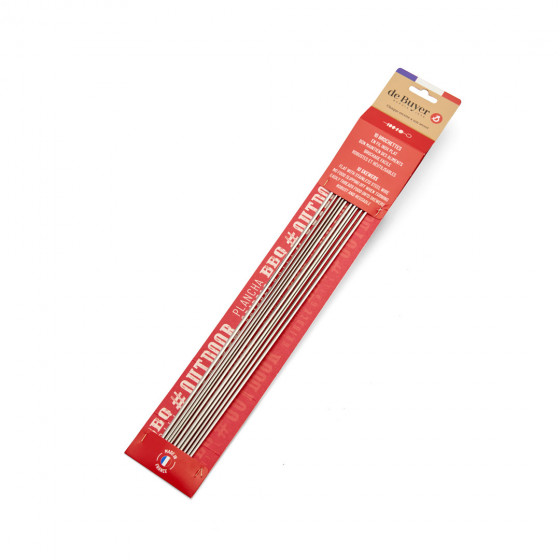 Satz von 10 Grillspießen Edelstahl 40cm