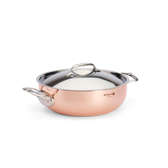 Copper sauté-pan with lid PRIMA MATERA Ø28cm - stainless steel handle
