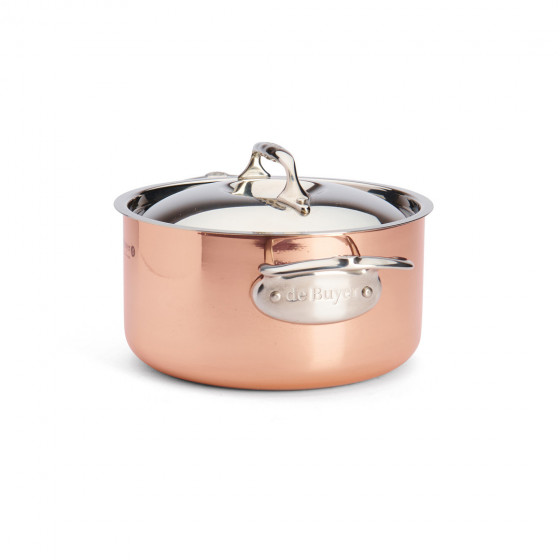 Copper stewpan with lid PRIMA MATERA Ø20cm - stainless steel handle