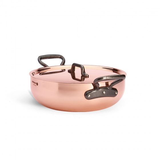 Copper riveted sauté-pan PRIMA with lid MATERA Tradition Ø28cm - cast iron handles