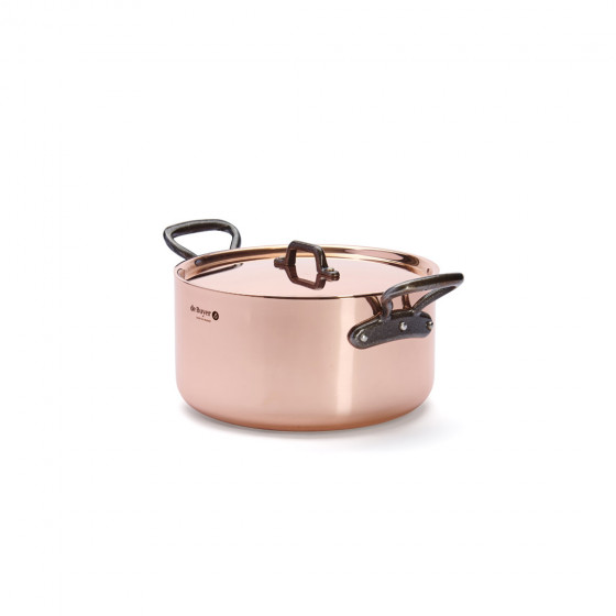 Kochtopf Kupfer mit Deckel PRIMA MATERA Tradition Ø24cm - mit Gusseisengriffen