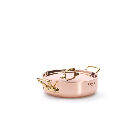 Copper sauté-pan INOCUIVRE Ø20cm with lid and brass handles