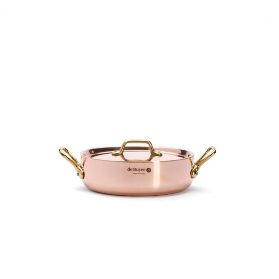 Copper sauté-pan INOCUIVRE Ø20cm with lid and brass handles