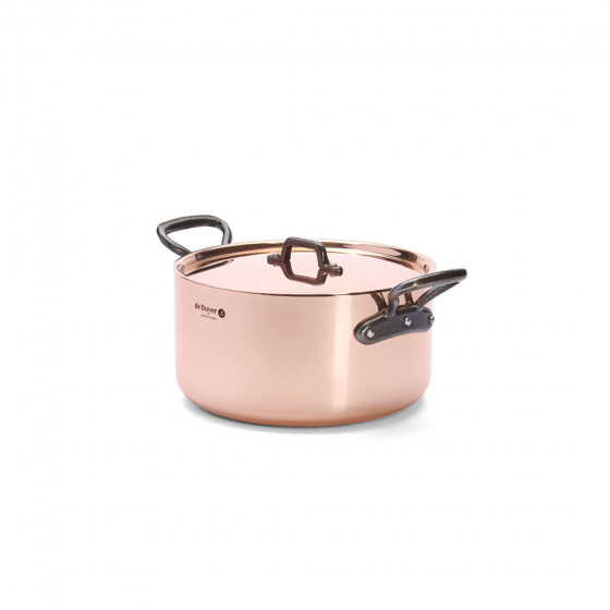 Copper stewpan INOCUIVRE Ø16cm with cast-iron handles & lid
