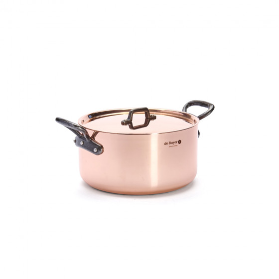 Kochtopf Kupfer INOCUIVRE Ø24cm mit Gusseisengriffen + Deckel