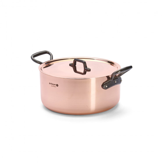 Copper stewpan INOCUIVRE Ø28cm with cast-iron handles & lid