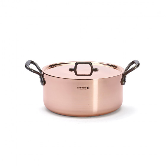 Kochtopf Kupfer INOCUIVRE Ø28cm mit Gusseisengriffen + Deckel