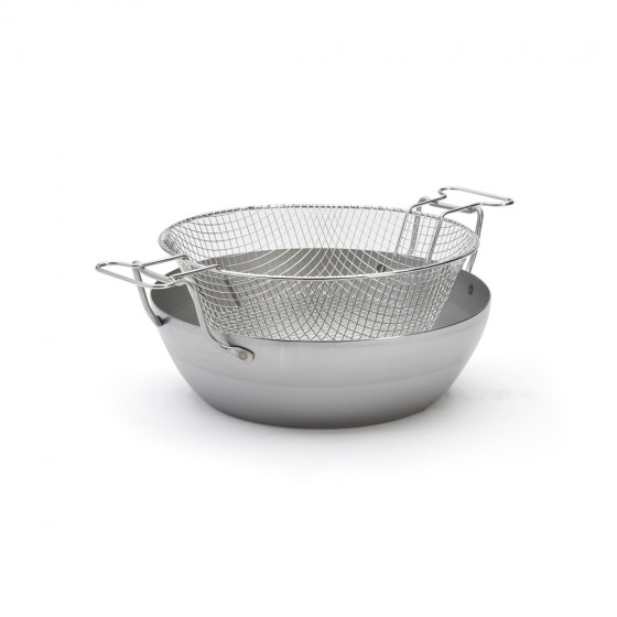 Rounded steel deep-fryer LA LYONNAISE Ø32cm