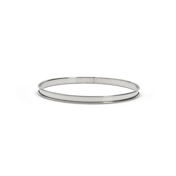 St steel Perforated tart ring rolled edge Ht 2cm