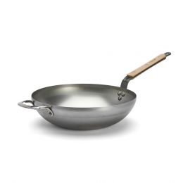 Curved steel wok MINERAL B BOIS Ø32cm