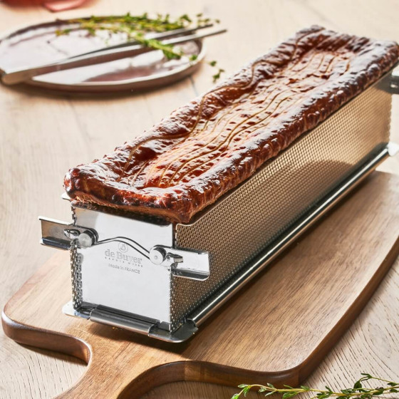 Perforated stainless steel Pâté en croûte Mould GEOFORME 24x5x6cm