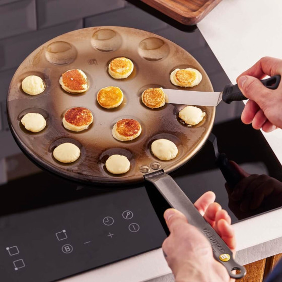 Poêle à Poffertjes & mini-blinis en acier MINERAL B Ø27cm - 16 Poffertjes Ø4cm