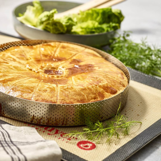 Cercle à tarte inox perforé VALRHONA Ø28,5cm H.3,5cm