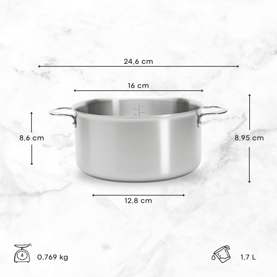 Kochtopf Edelstahl ohne Deckel ALCHIMY Ø16cm