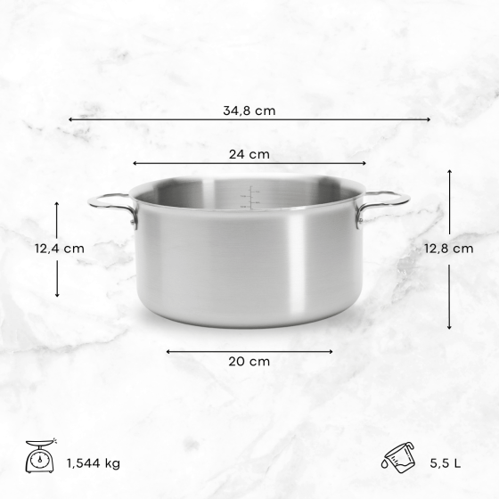 Kochtopf Edelstahl ohne Deckel ALCHIMY Ø24cm