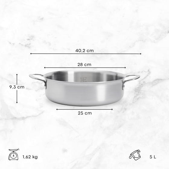 Stainless steel sauté-pan ALCHIMY Ø28cm without lid
