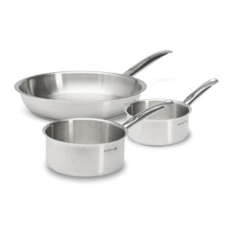 Edelstahl‑Trio Pfanne Ø28cm + Kochtöpfe Ø16–20cm PRIM'APPETY
