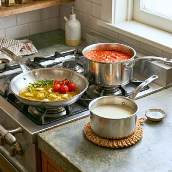 Edelstahl‑Trio Pfanne Ø28cm + Kasserollen Ø16–20cm AFFINITY