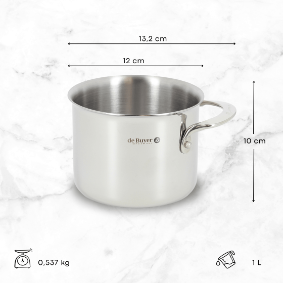 Stainless steel saucier 1L Ø12cm
