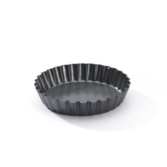 Set mit 4 Geriffelte runde Tarteform Stahl-Antihaft Ø12cm
