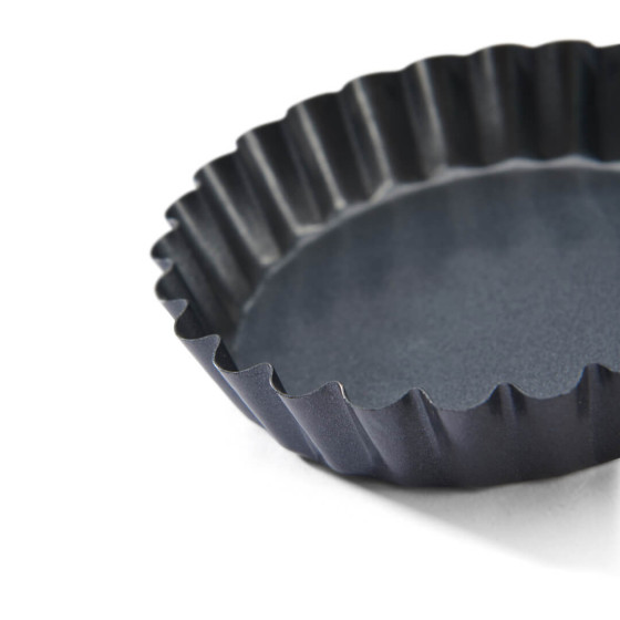 Set of 4 Non-stick steel Tartlet round fluted mould Ø12cm