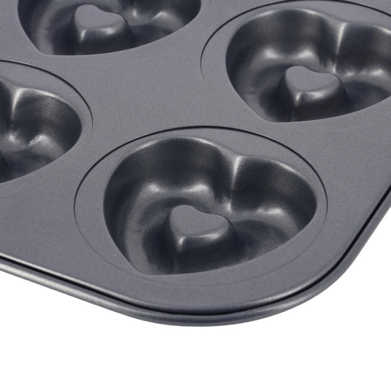 6‑cup non‑stick steel molten heart tray