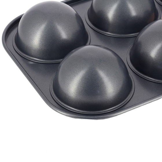 6‑cup non‑stick steel half‑sphere tray