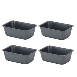 Set of 4 non‑stick steel mini loaf moulds 9.5×6 cm H.4 cm
