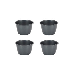 Set of 4 non‑stick steel mini dariole moulds Ø7.7 cm H.5.1 cm