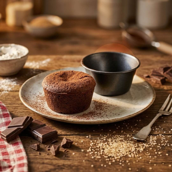 Set of 4 non‑stick steel muffin moulds Ø8.6 cm H.4.3 cm