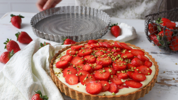 Tarte à la fraise et à la pistache