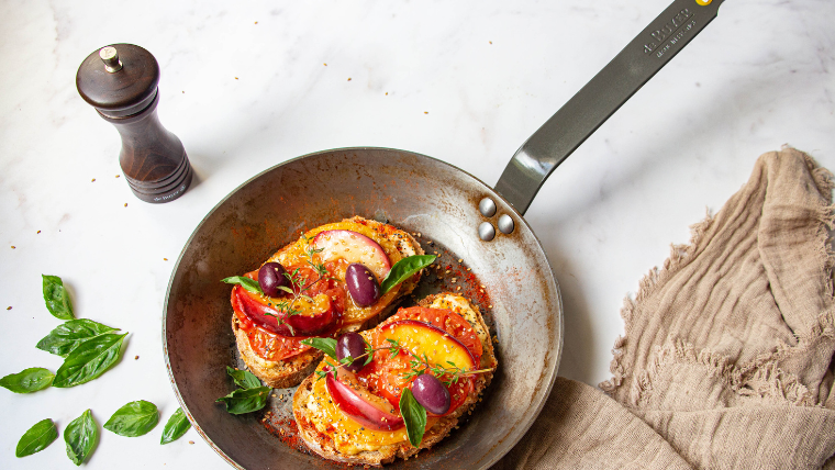 Hummus, tomato and nectarine toast